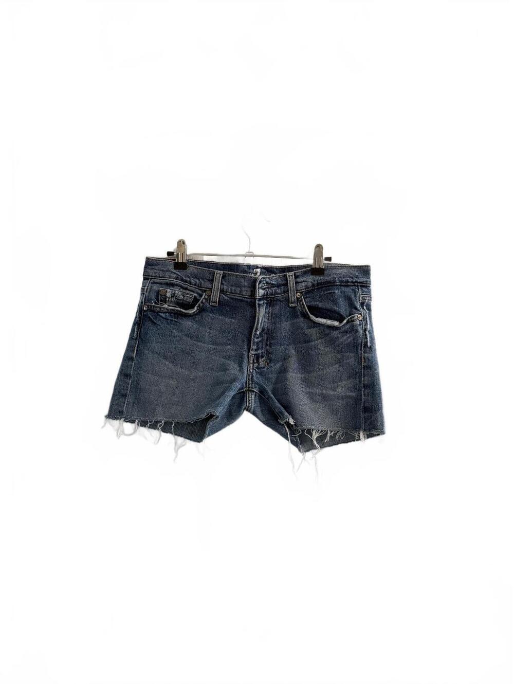 7 For All Mankind Dojo Cutoff Denim Shorts Women’s Size 32 Distressed Stretch